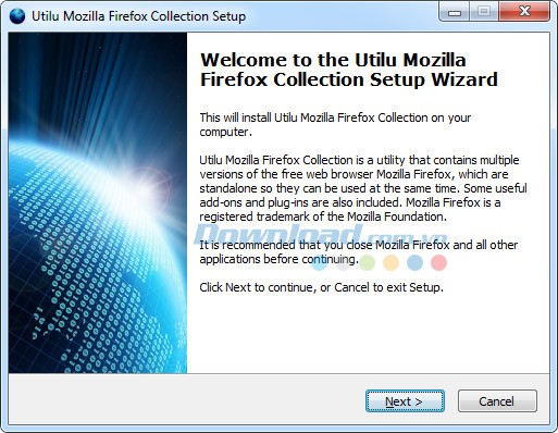 Giao diện cài đặt Utilu Mozilla Firefox Collection