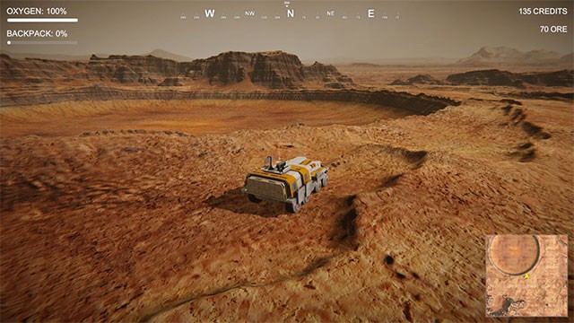 Lái xe để tìm kiếm nguồn khai thác mới trong game Utopia Colony