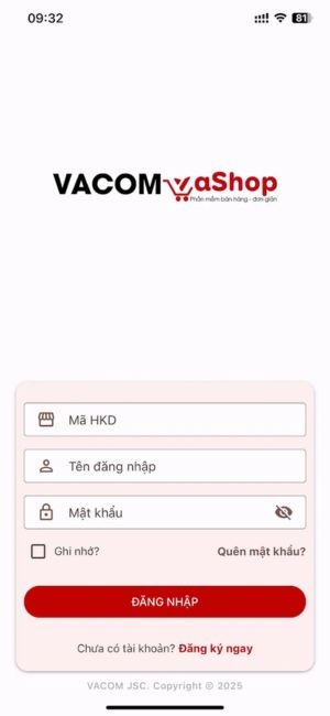 Giao diện đăng nhập