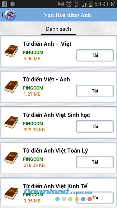 Vạn hoa tiếng Anh for Android