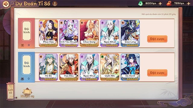 Sự kiện mới Dự Đoán tỷ số