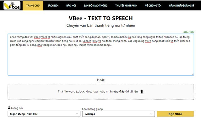 Công cụ chuyển đổi văn bản thành giọng nói