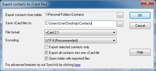 Giao diện đơn giản và trực quan của vCard Wizard Contacts Converter