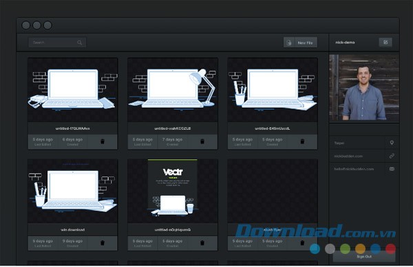 Bảng điều khiển trên phần mềm thiết kế miễn phí Vectr cho Mac
