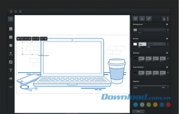 Giao diện công cụ thiết kế đồ họa Vectr cho Mac