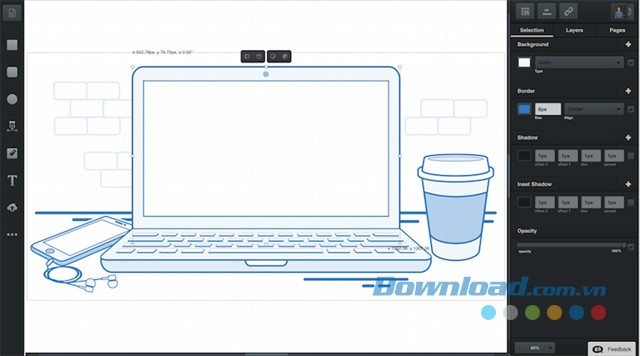 Giao diện chính của ứng dụng chỉnh sửa đồ họa vector miễn phí Vectr cho Windows 10