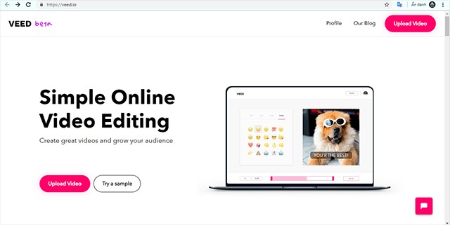 Giao diện chính của phần mềm chỉnh sửa video VEED
