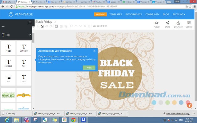 Người dùng có thể tùy chỉnh Infographic của mình trên Venngage