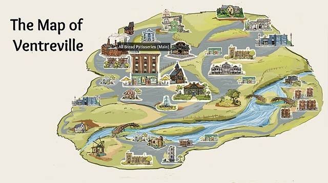 Bản đồ thành phố Ventreville gồm rất nhiều địa điểm khám phá và chinh phục thử thách ở đó
