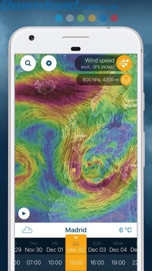 Bản đồ biểu thị hướng gió