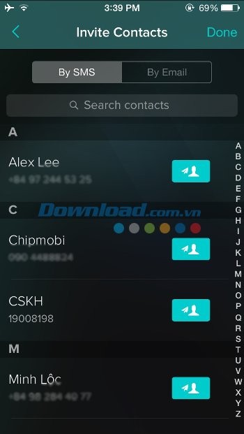 Mời bạn bè tham gia Vero