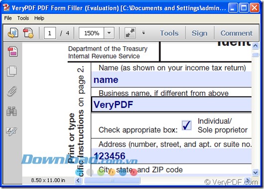 VeryPDF PDF Form Filler