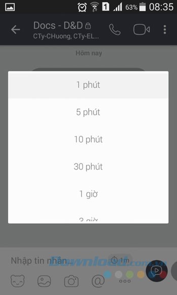 Thiết lập thời gian tự hủy