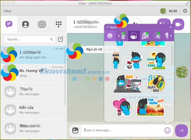 Nhãn dán của Viber cho Mac