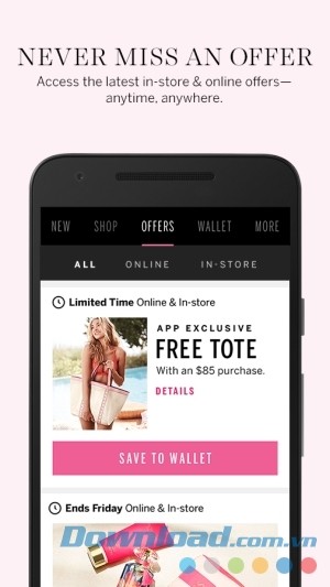 Đừng bỏ lỡ các chương trình khuyến mãi hấp dẫn trên Victoria’s Secret cho Android