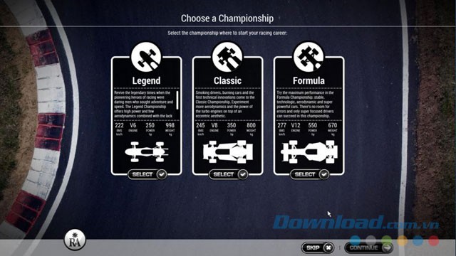 Lựa chọn giải đấu trong game