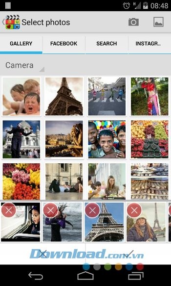 Video Collage Maker cho phép sử dụng ảnh từ nhiều nguồn