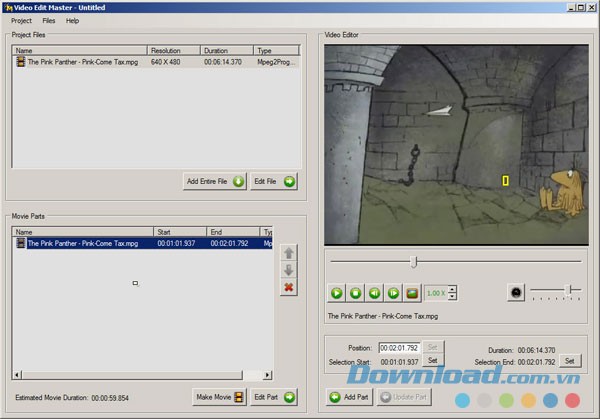 Giao diện chương trình Video Edit Master