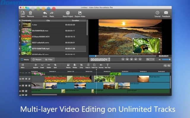 Video Editor MovieMator Pro cung cấp các đoạn video và audio không giới hạn