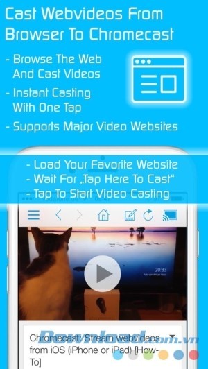 Video & TV Cast for Chromecast cho iOS phát webvideo lên tv