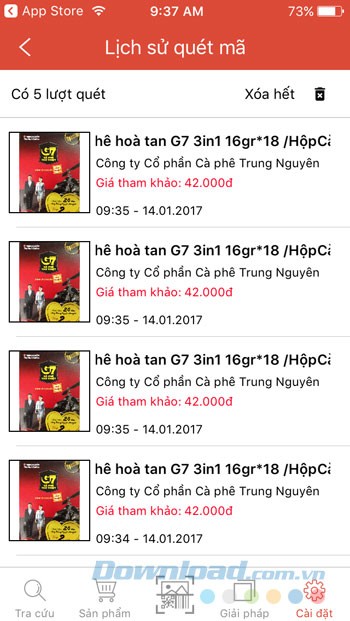 Lịch sử quét mã