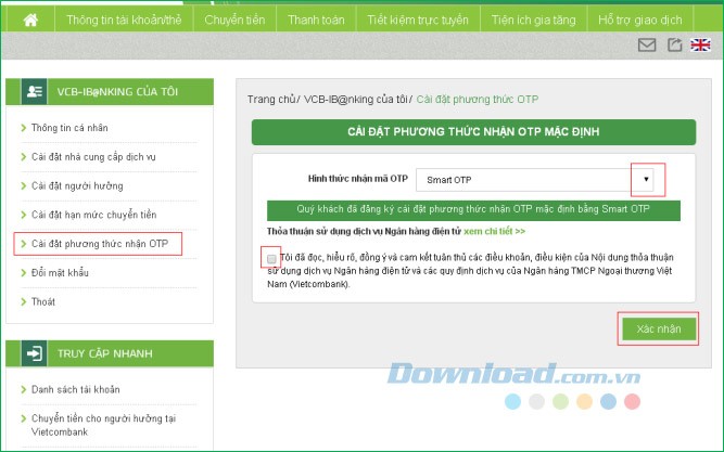 Vietcombank Internet Banking - Giao dịch ngân hàng điện tử