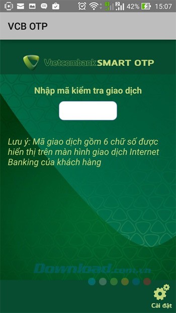 Nhập mã kiểm tra giao dịch