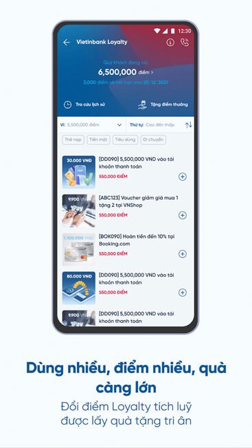 Dùng nhiều, điểm nhiều, quà càng lớn