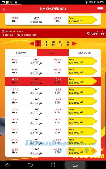 Danh sách chuyến bay