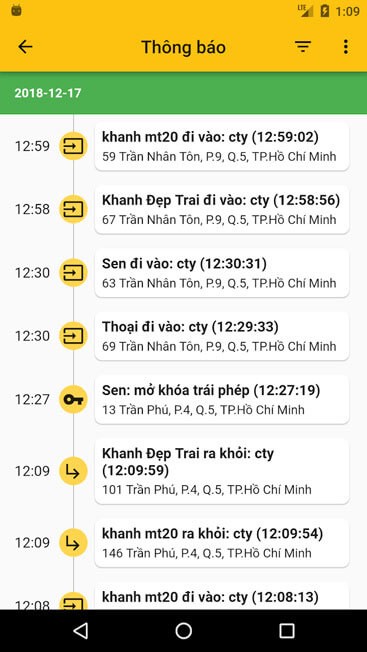 Lịch sử di chuyển của phương tiện
