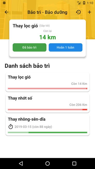 Thông báo khi bảo trì phương tiện