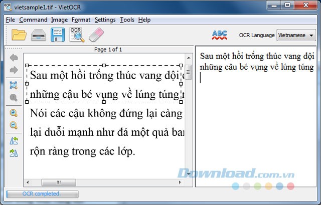 Giao diện chính của VietOCR