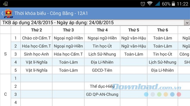 Xem thời khóa biểu