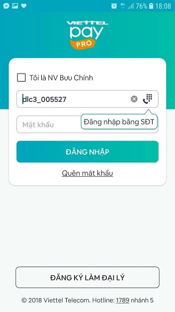 Ứng dụng quản lý tài chính cho đại lý Viettel