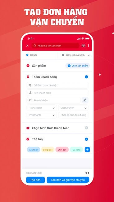 Tạo đơn hàng vận chuyển