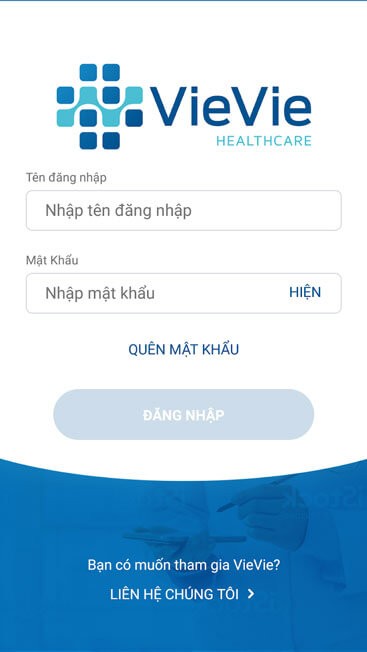 Giao diện đăng nhập tài khoản VieVie