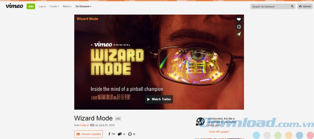 Giao diện của Vimeo