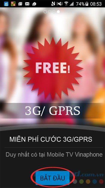 Giao diện bắt đầu sử dụng dịch vụ VinaPhone TV