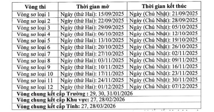 Lịch thi Đấu trường VioEdu 2025-2026: