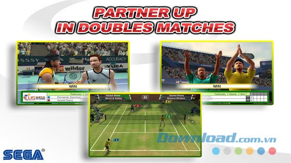 Thi đấu đồng đội trong game quần vợt Virtua Tennis Challenge cho iOS