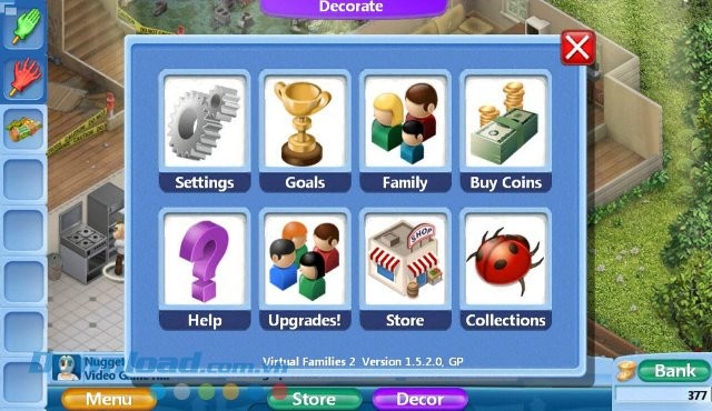 Cửa hàng game Virtual Families 2 gồm nhiều item khác nhau