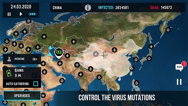 Kiểm soát việc lây nhiễm virus trên toàn thế giới trong Virus Antidote - Stop the Plague