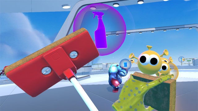 Kết hợp nhiều loại vũ khí như nước khử trùng, bình xịt, cọ sàn... để chiến thắng trong Virus Popper