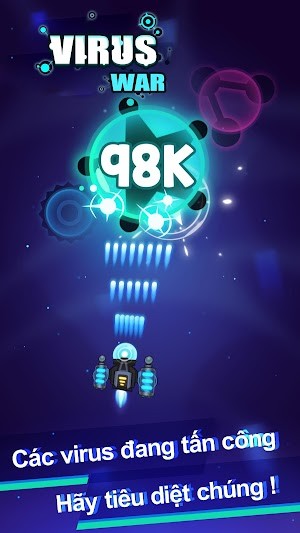 Lái phi thuyền và bắn thiên thạch trong game Virus War