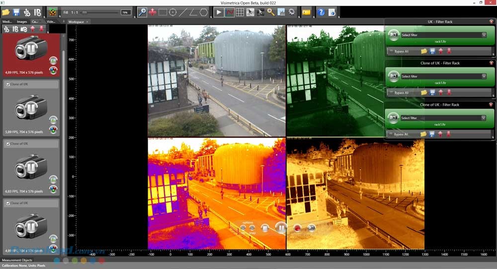 Giao diện phần mềm xem video Visimetrica