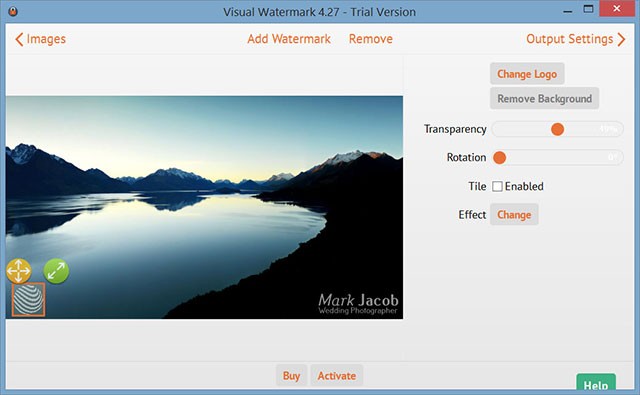 Giao diện Visual Watermark for Photos