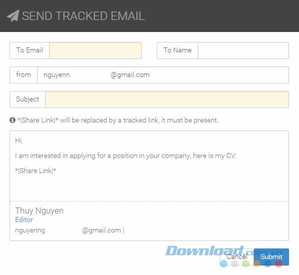 Chia sẻ CV ngay lập tức