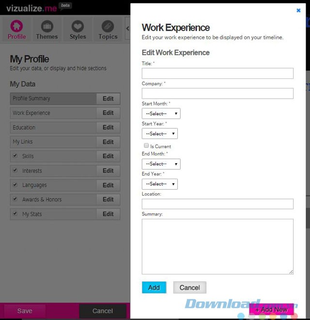 Điền đầy đủ thông tin vào các mục