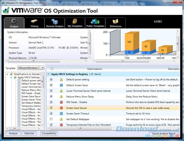 Phân tích máy tính với VMware OS Optimization Tool