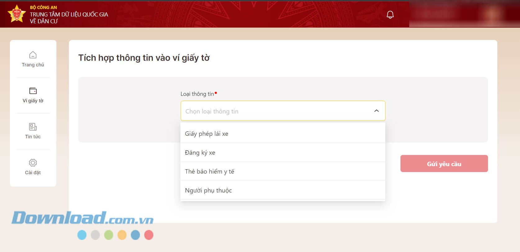 Hỗ trợ tích hợp thông tin vào ví giấy tờ trên VNeID